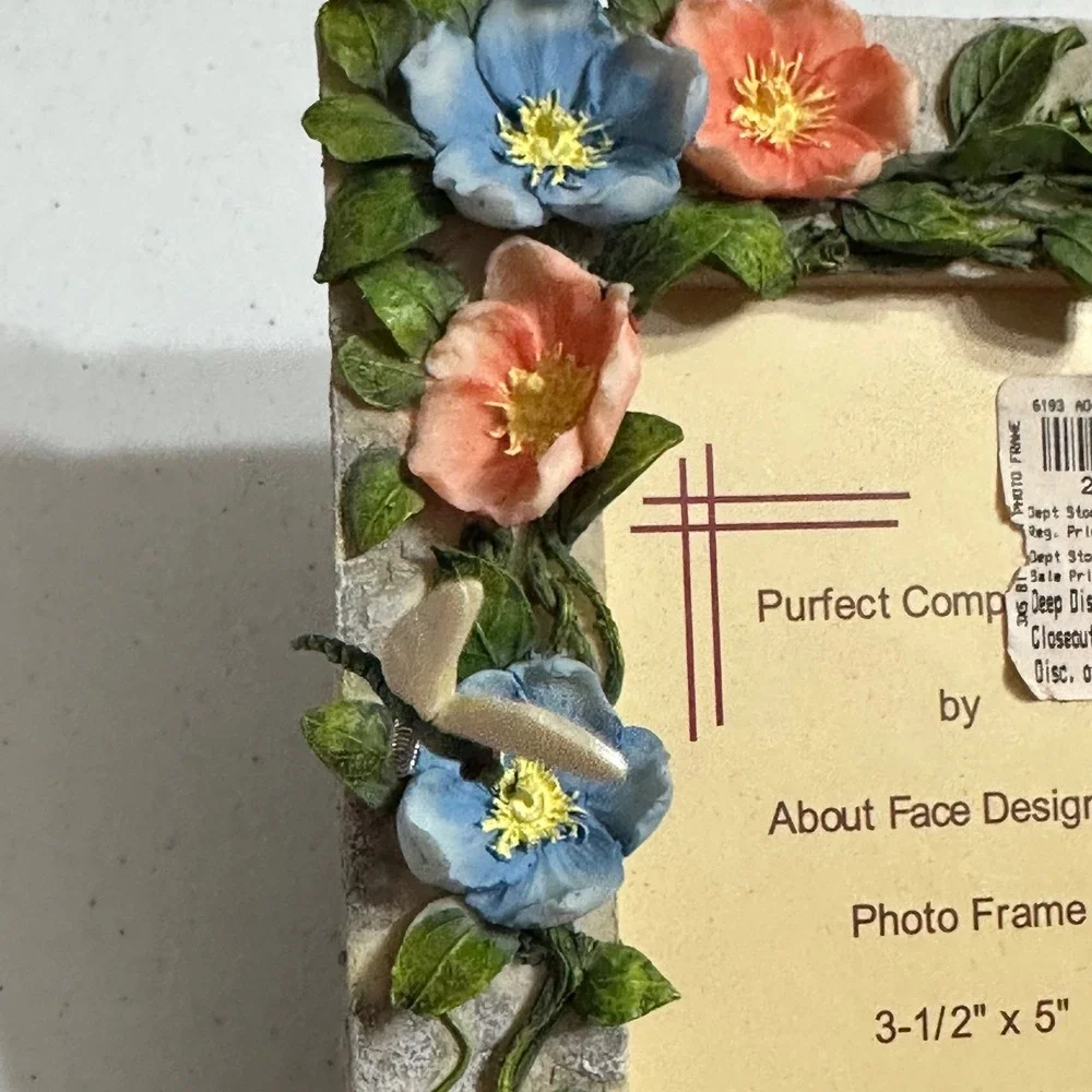 About Face Designs Purfect Companions Persian Cat Floral Photo Frame 3.5x5 VTG